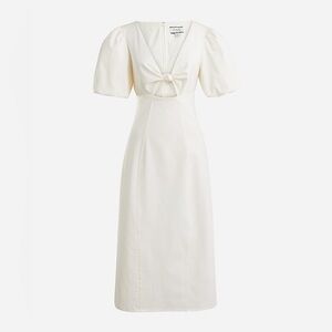 J Crew Collection Ivory Cream Cutout Puff Sleeve Cotton Twill Midi Dress 10